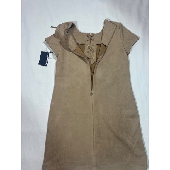Tommy Hilfiger Women's Faux Suede Short Sleeve Jewel Neck Mini Shift Dress S -10 - Picture 3 of 10